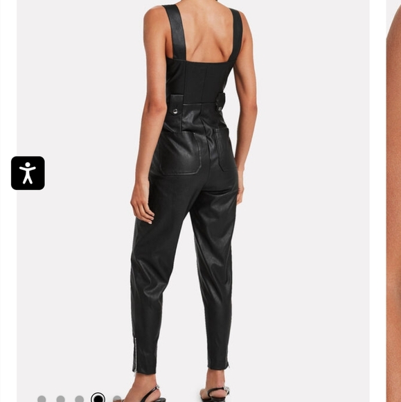 WE WORE WHAT Moto Overalls vegan leather jumpsuit - Picture 2 of 3